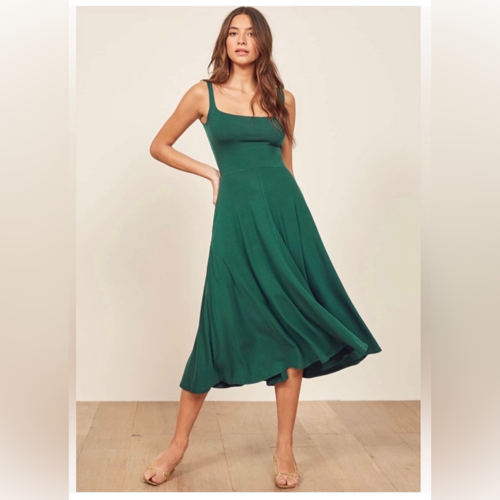 Mary Emerald Reformation Midi Dress